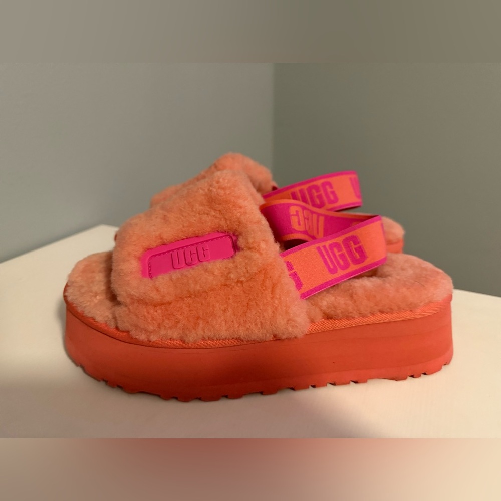 UGG Peach and Pink Disco Slides Size 7